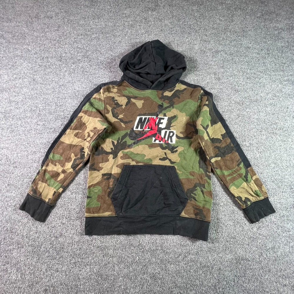 Nike Air Jordan Hoodie Boys XL Green Camo Cotton Jumpman Classics Basketball